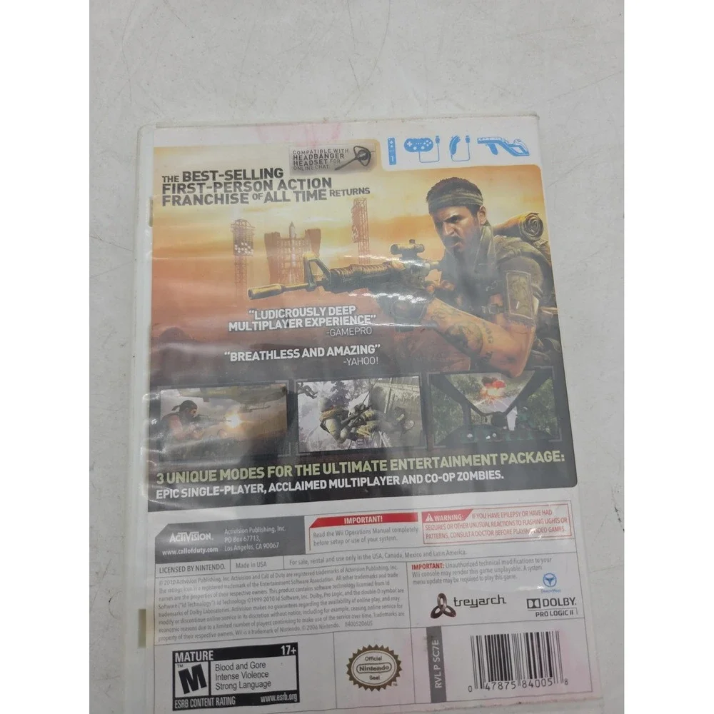 Call Of Duty: Black OPS ( Nintendo Wii, 2010) CIB Complete Tested - SEE NOTES